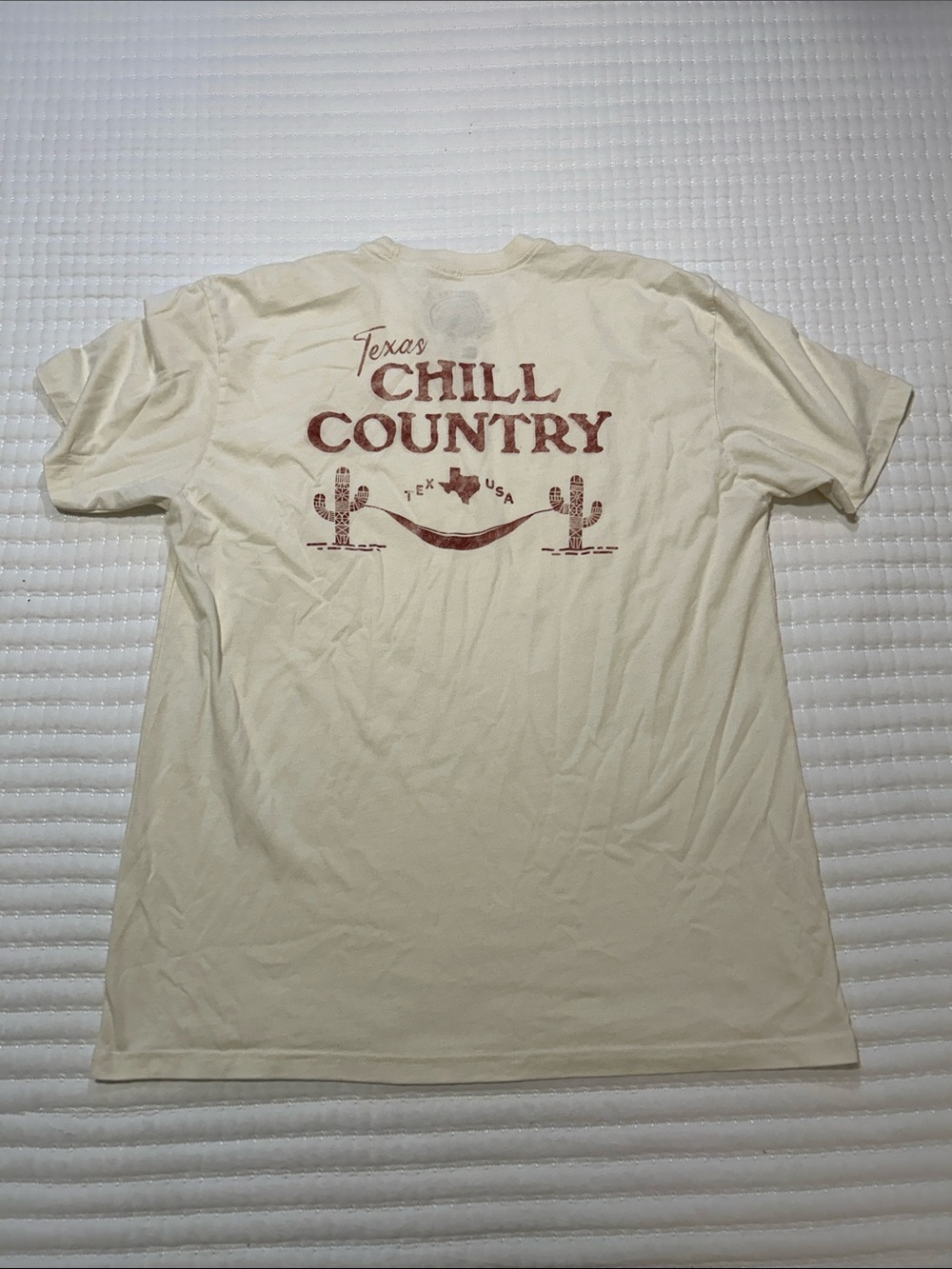 Texas Chill Country Cream Tee with Rust Red Texas 'Chill Country' Graphic